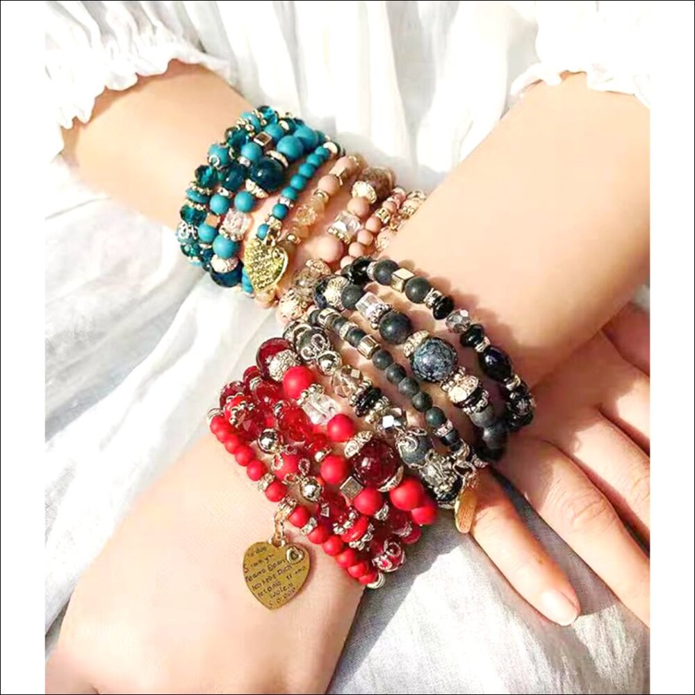Bohemian Stackable Multi Layer Beaded Bracelets S… - image 4